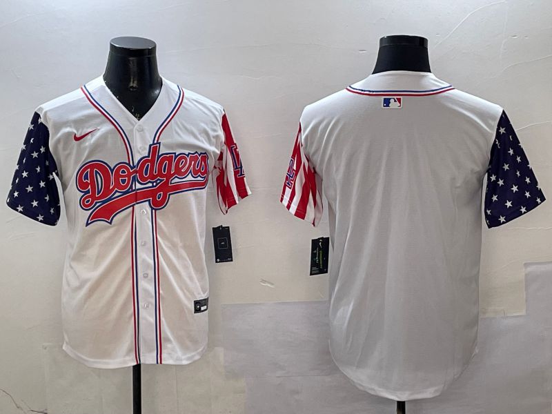 Men Los Angeles Dodgers Blank White a generation of national flags Joint name 2025 Nike MLB Jersey style 1